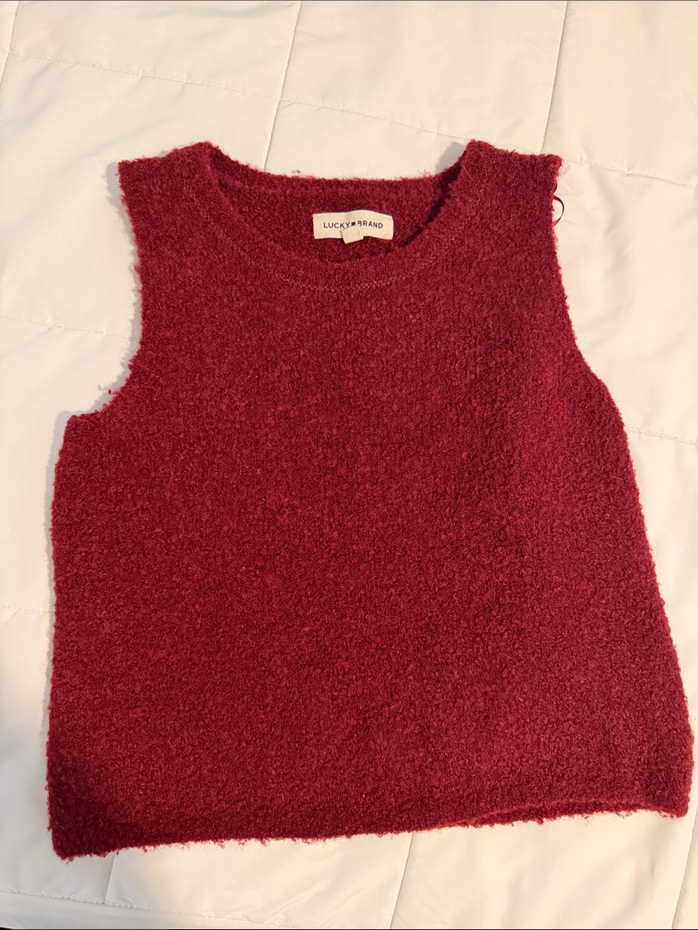 Lucky Brand Deep Red Sleeveless Crew Knit Vest